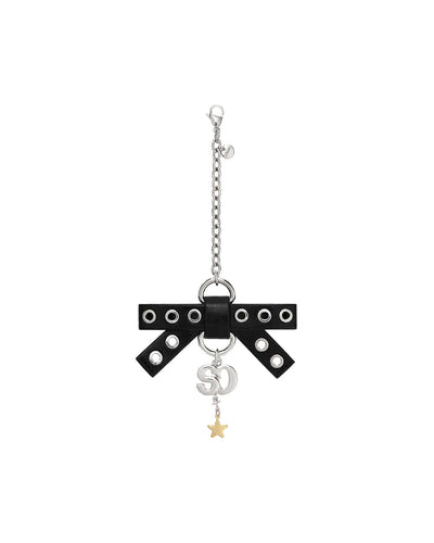Stand Oil Bow Charm Keyring — Black