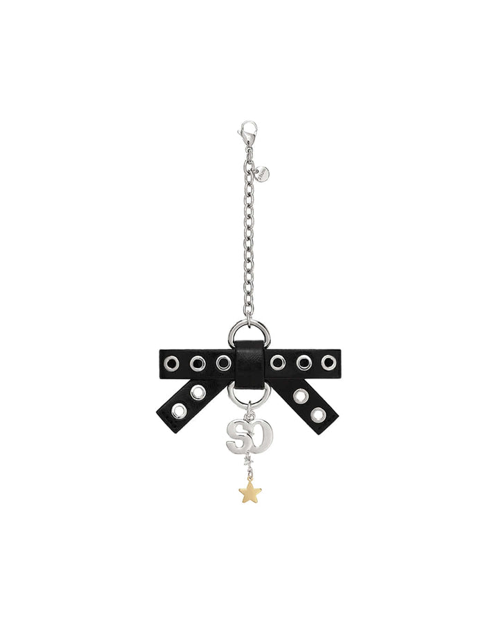 Stand Oil Bow Charm Keyring — Black