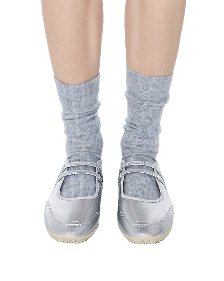 Stand Oil Strap Mary Jane Sneaker — Silver