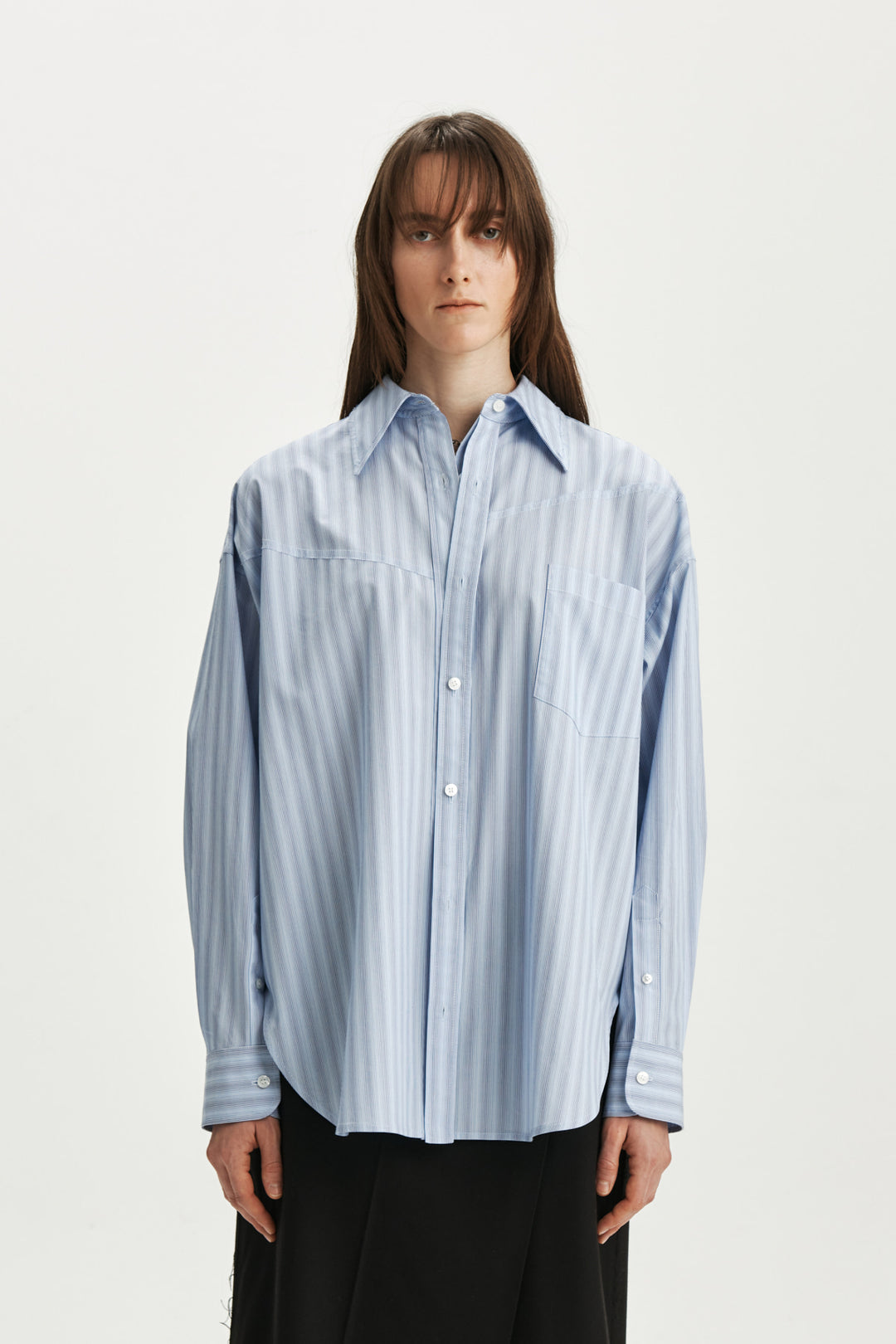 KIMMATIN Two Way Silhouette Shirt — Blue