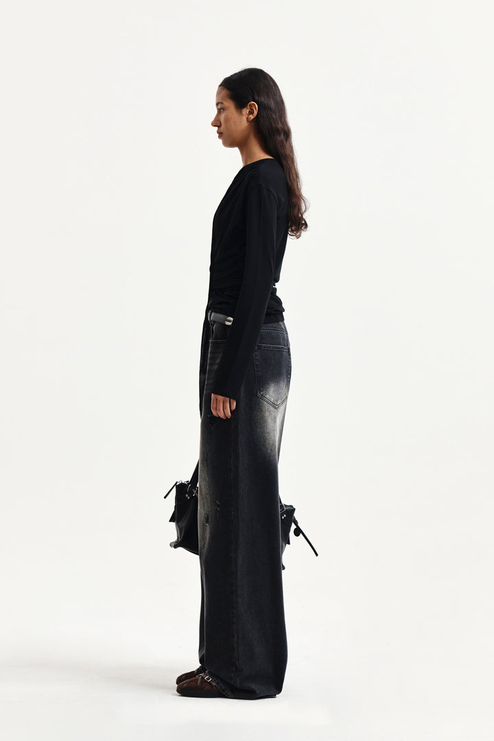 Matin Kim Tied Drapery Top — Black
