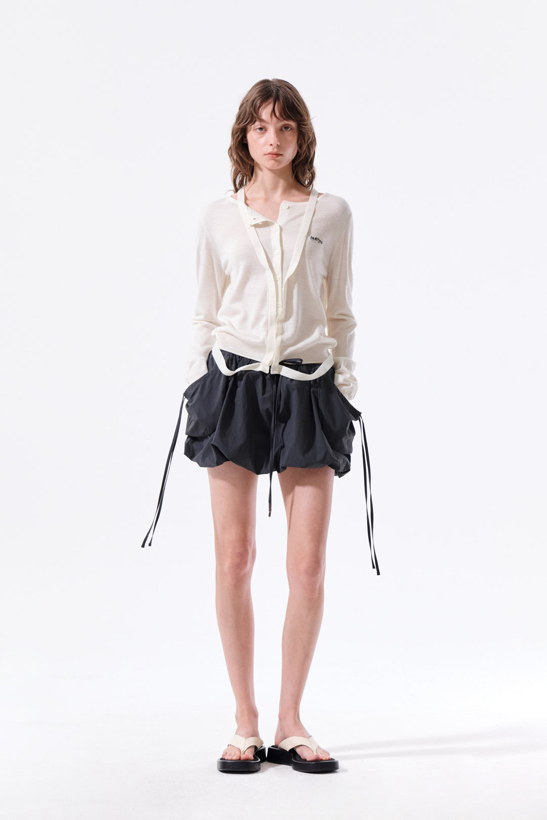 Matin Kim Strap Detail Balloon Skirt — Charcoal