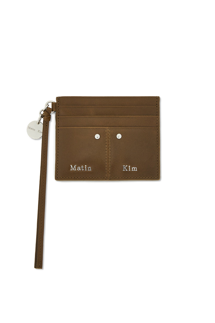 Matin Kim Steel Logo Rivet Card Wallet — Olive