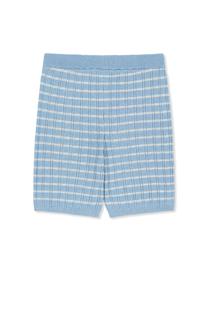 Matin Kim Stripe Knit Shorts — Light Blue