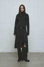 KIMMATIN Unbalance Fringe Knit Dress — Charcoal