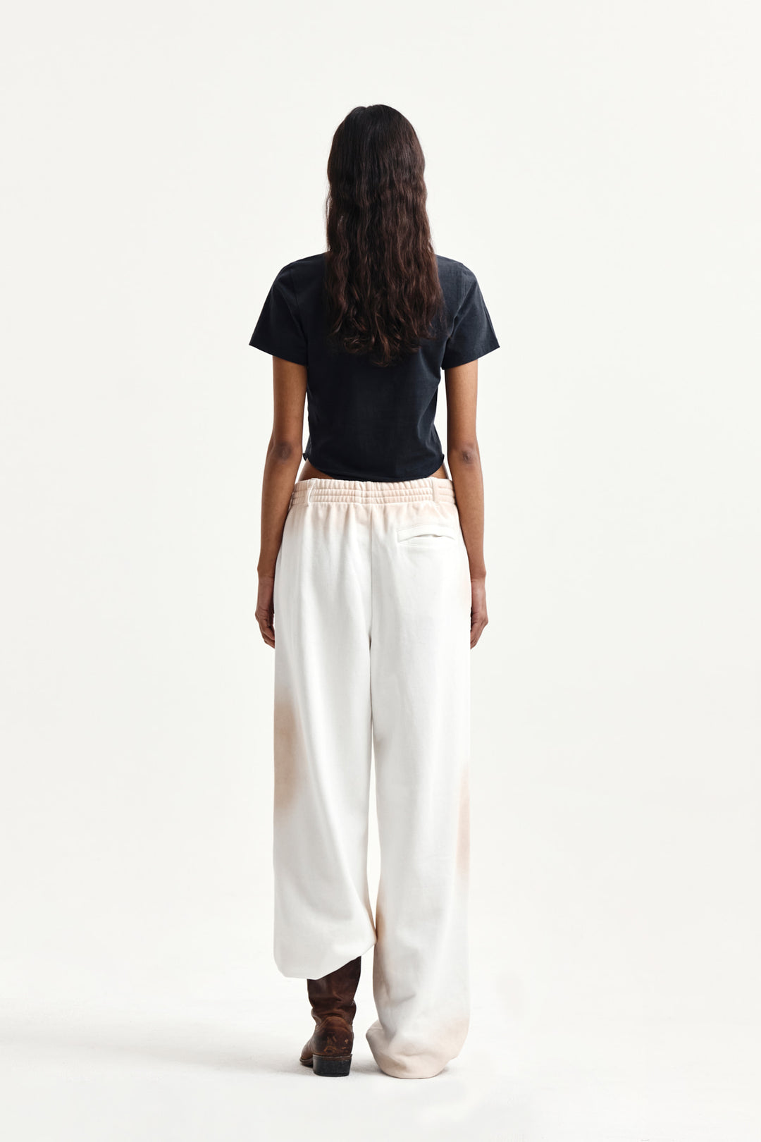 Matin Kim Vintage Washed Logo Sweatpants — Ivory