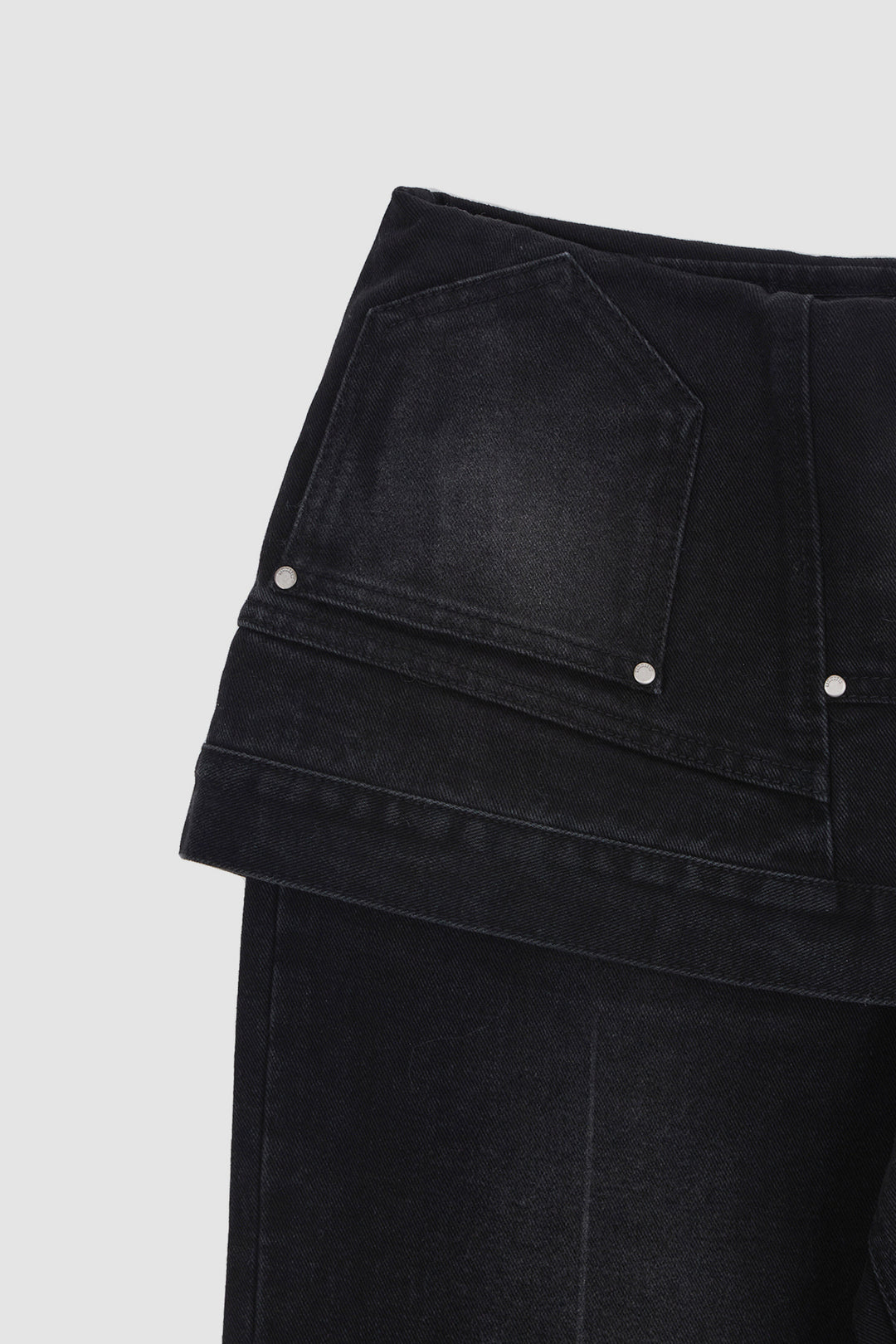 KIMMATIN Upside Down Layered Denim Pants — Black