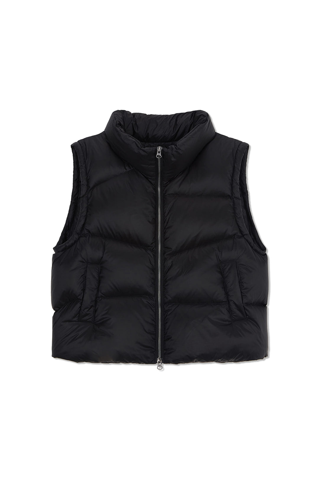 Matin Kim Unbalance Quilted Down Vest — Black
