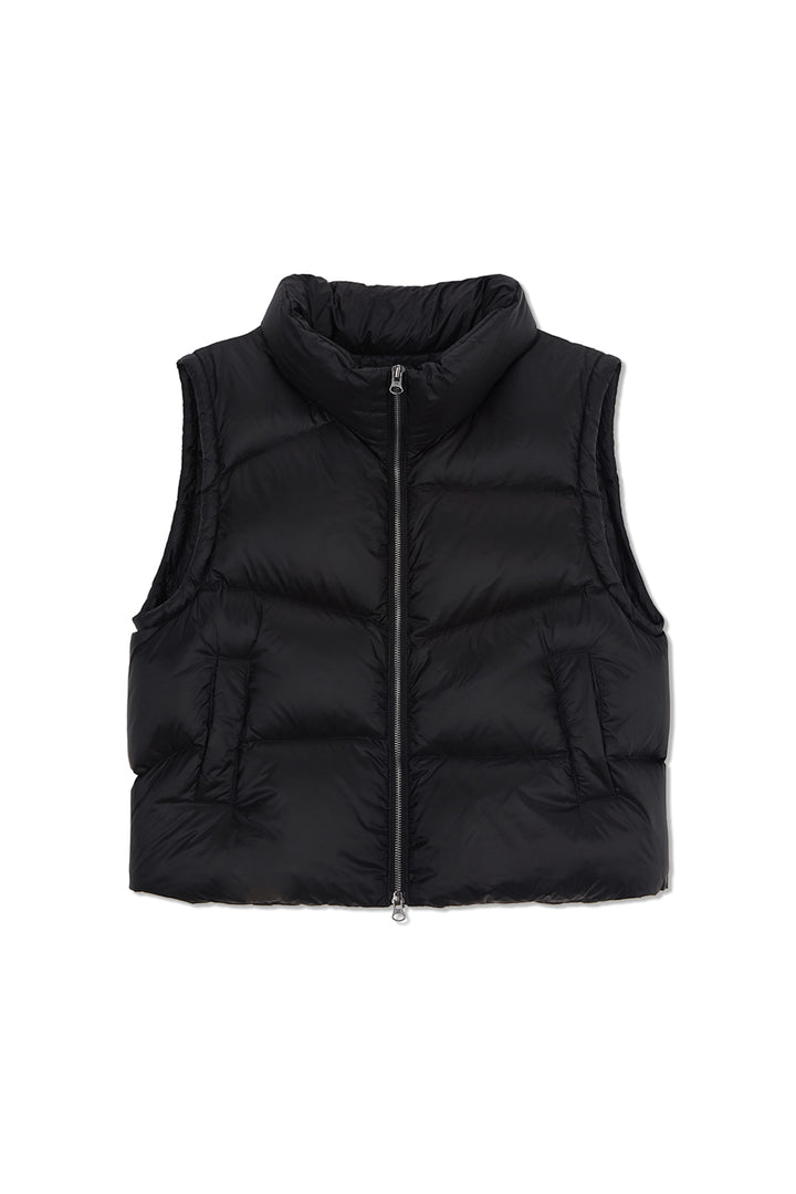 Matin Kim Unbalance Quilted Down Vest — Black