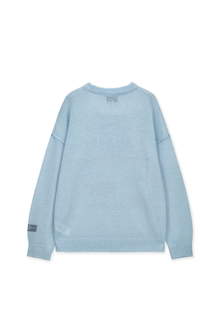 Matin Kim Graffiti Artwork Knit Pullover — Light Blue