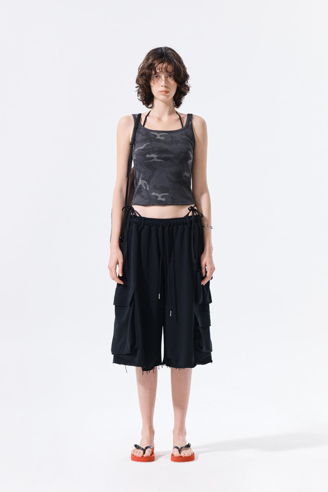 Matin Kim Terry Utility Pocket Bermuda — Black