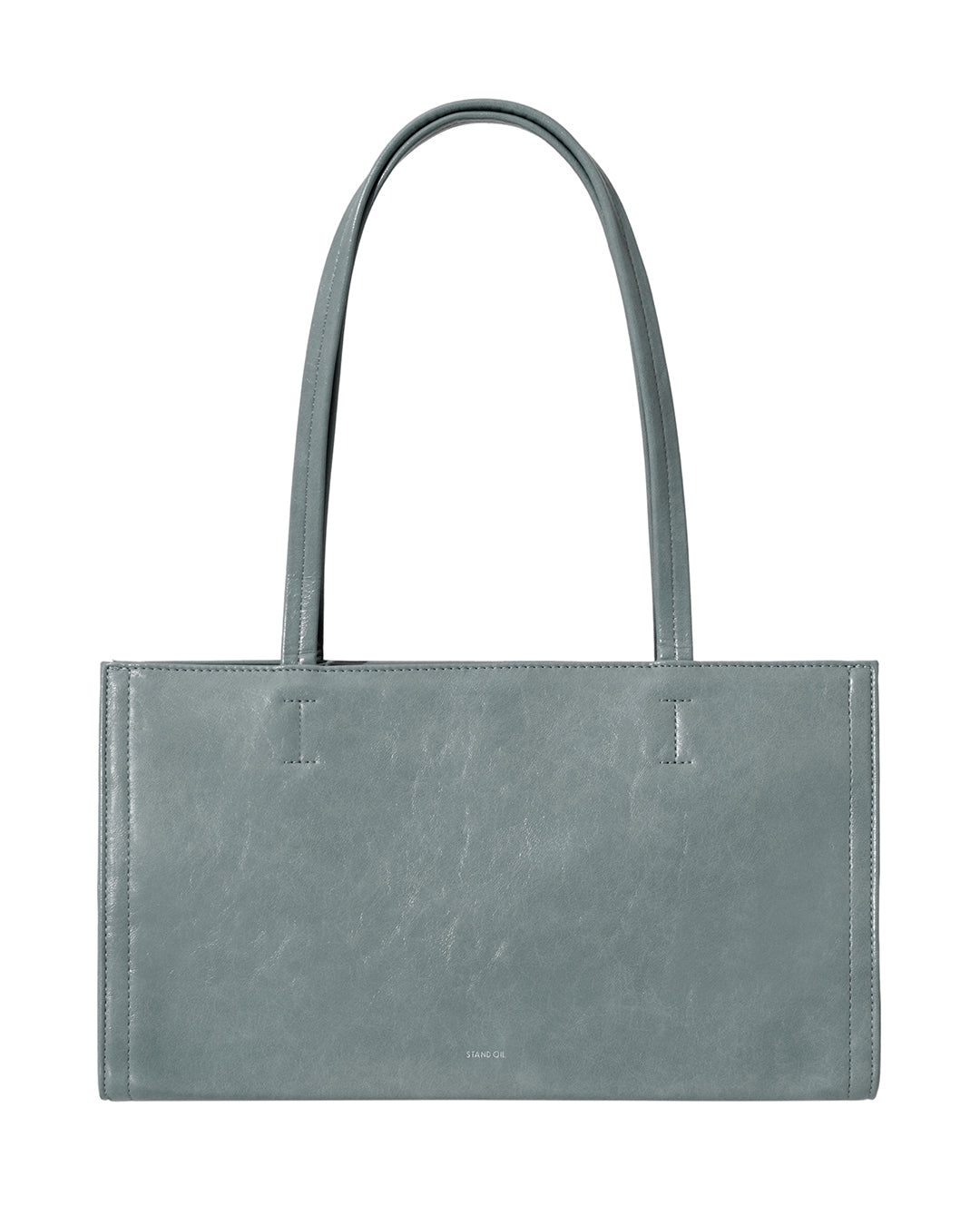 Stand Oil Oblong Bag — Structured Shoulder — Denim Blue