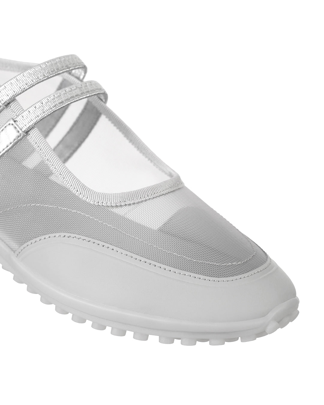 Stand Oil Strap Mary Jane Sneaker — Mesh Silver