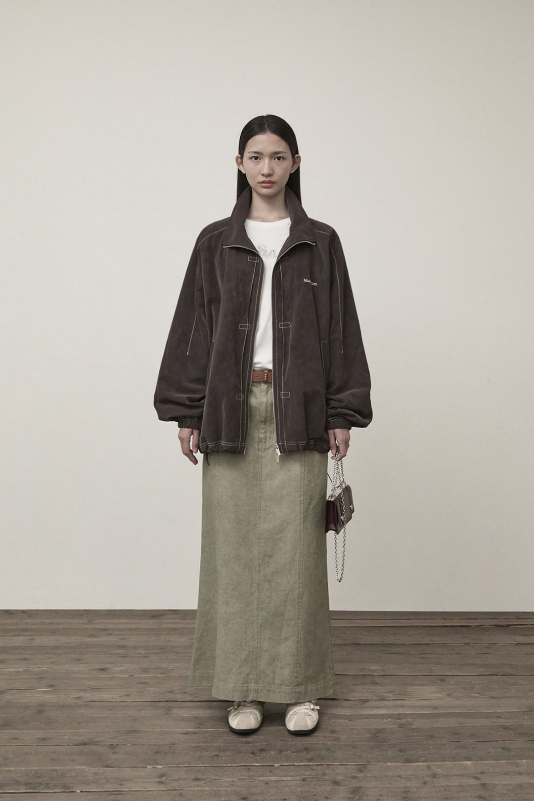 Matin Kim Stitch Point High Neck Jumper — Brown