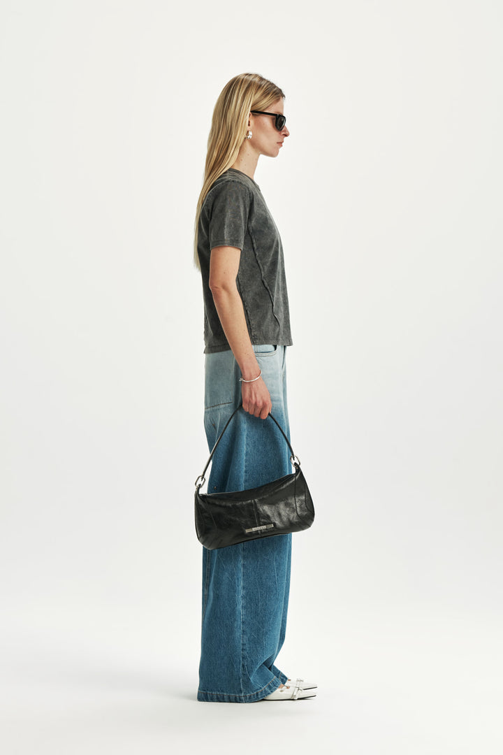 KIMMATIN Pintuck Wide Denim Pants — Light Blue