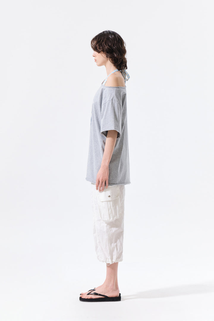 Matin Kim MTK 16 Graffiti Logo Asymmetric Top — Gray