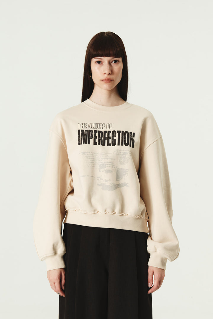 KIMMATIN Vintage Printing Sweatshirt — Cream