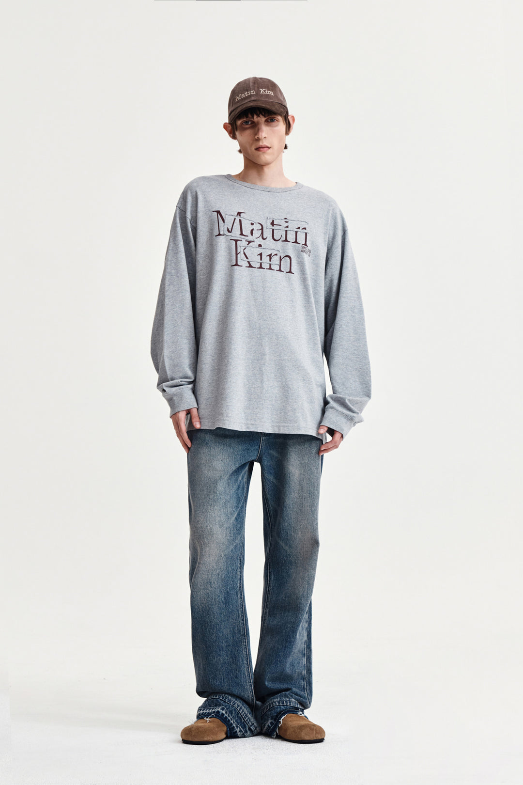 Matin Kim Patch Graphic Long Sleeve Top — Gray