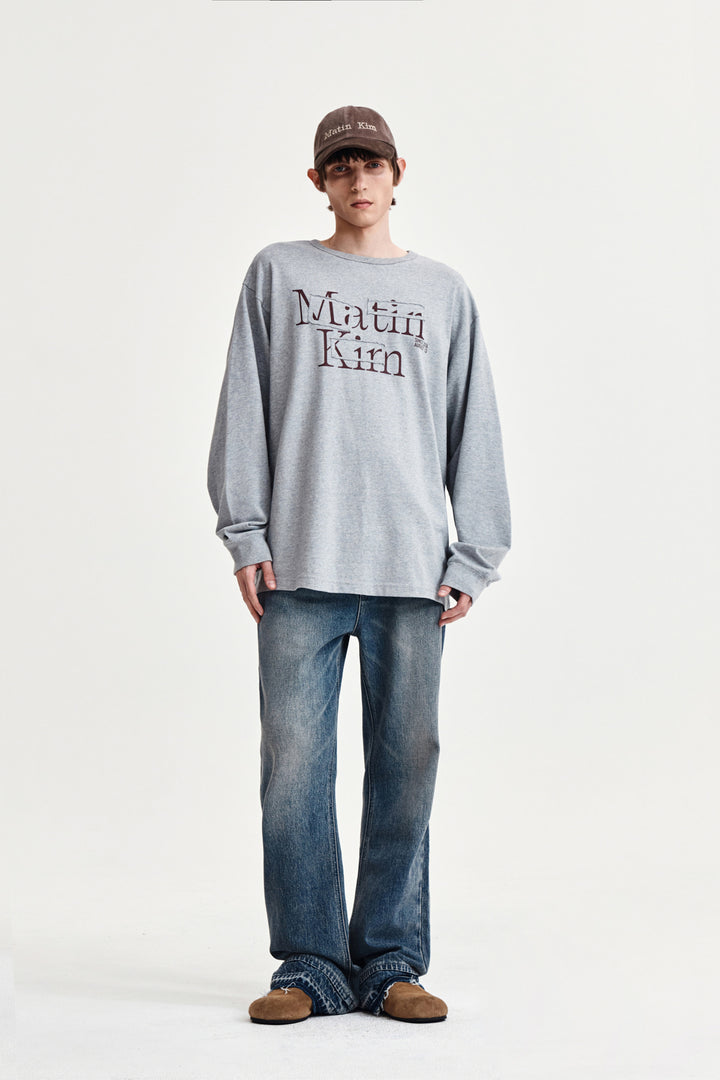 Matin Kim Patch Graphic Long Sleeve Top — Gray