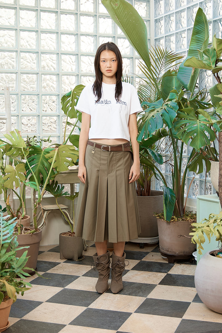 Matin Kim Logo Thread Point Crop Top — White