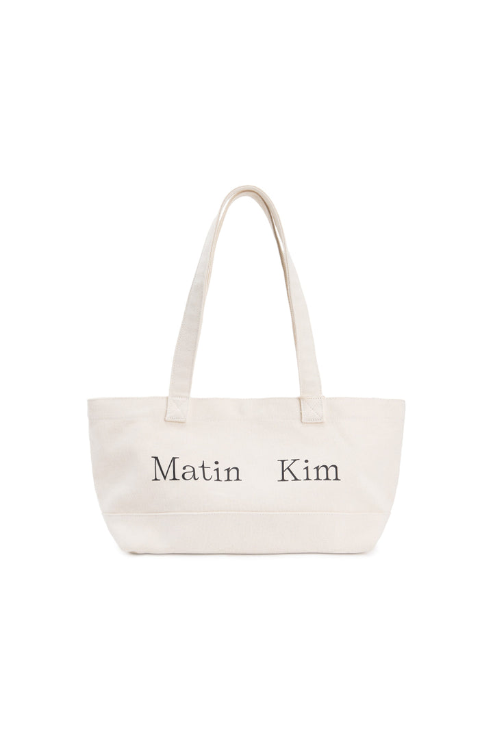 Matin Kim Logo Canvas Wide Shoulder Bag — Ivory