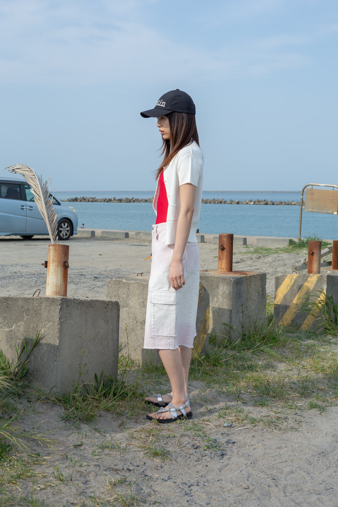 Matin Kim Pocket Point Half Cardigan — Ivory