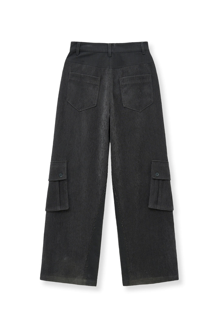 Matin Kim Big Pocket Two-Tone Wide Pants — Charcoal