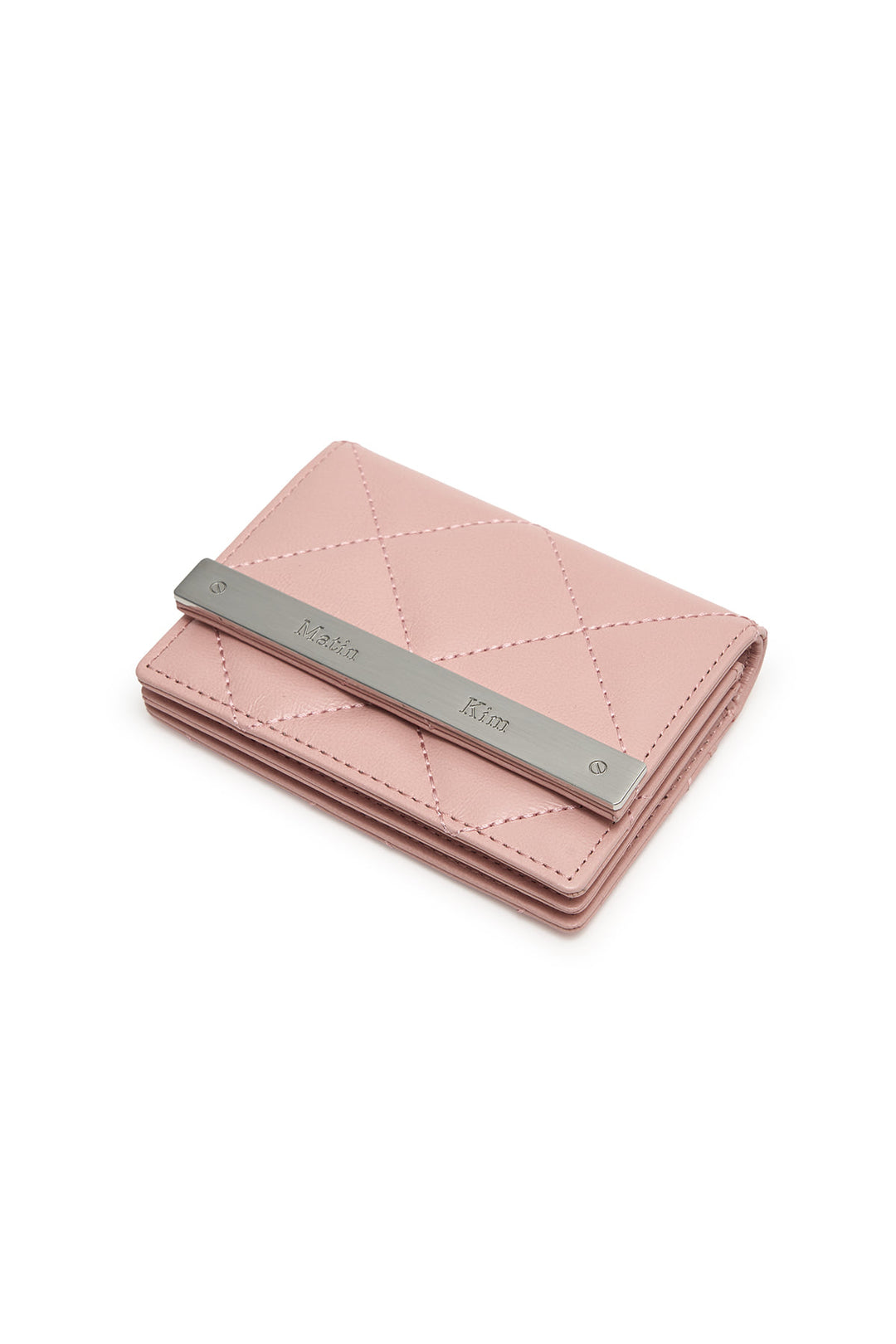Matin Kim Puff Quilt Leather Wallet — Pink