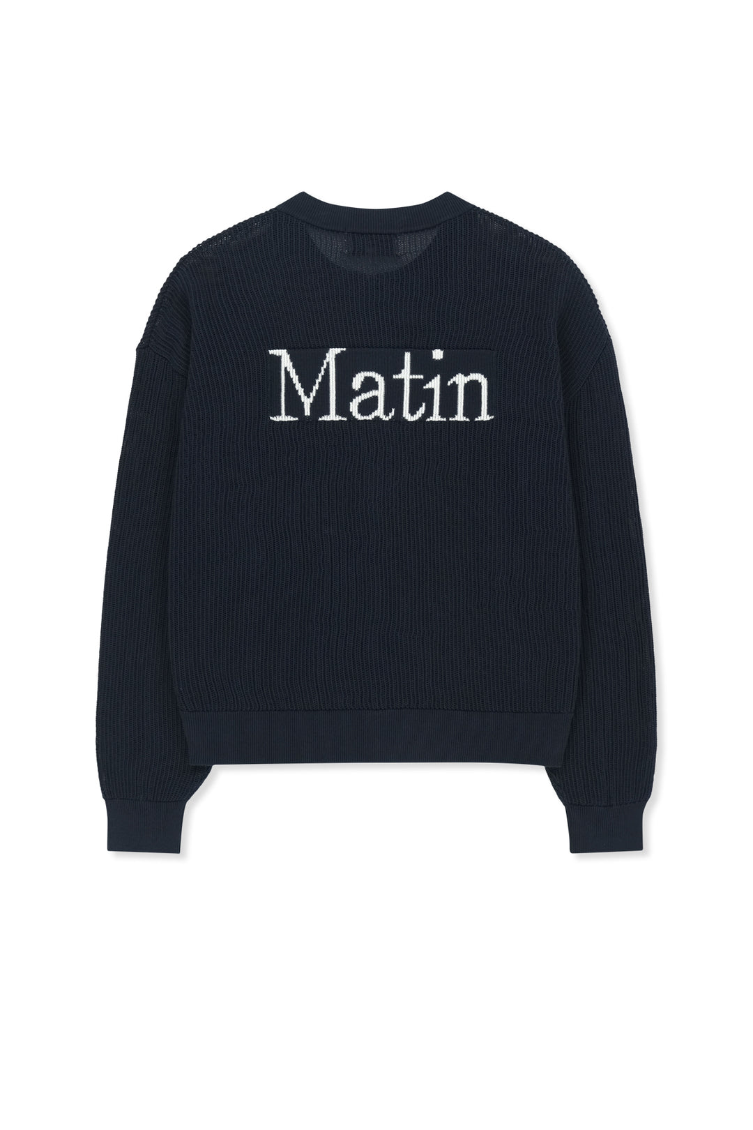 Matin Kim Back Logo Jacquard Mesh Knit Zip — Navy blue