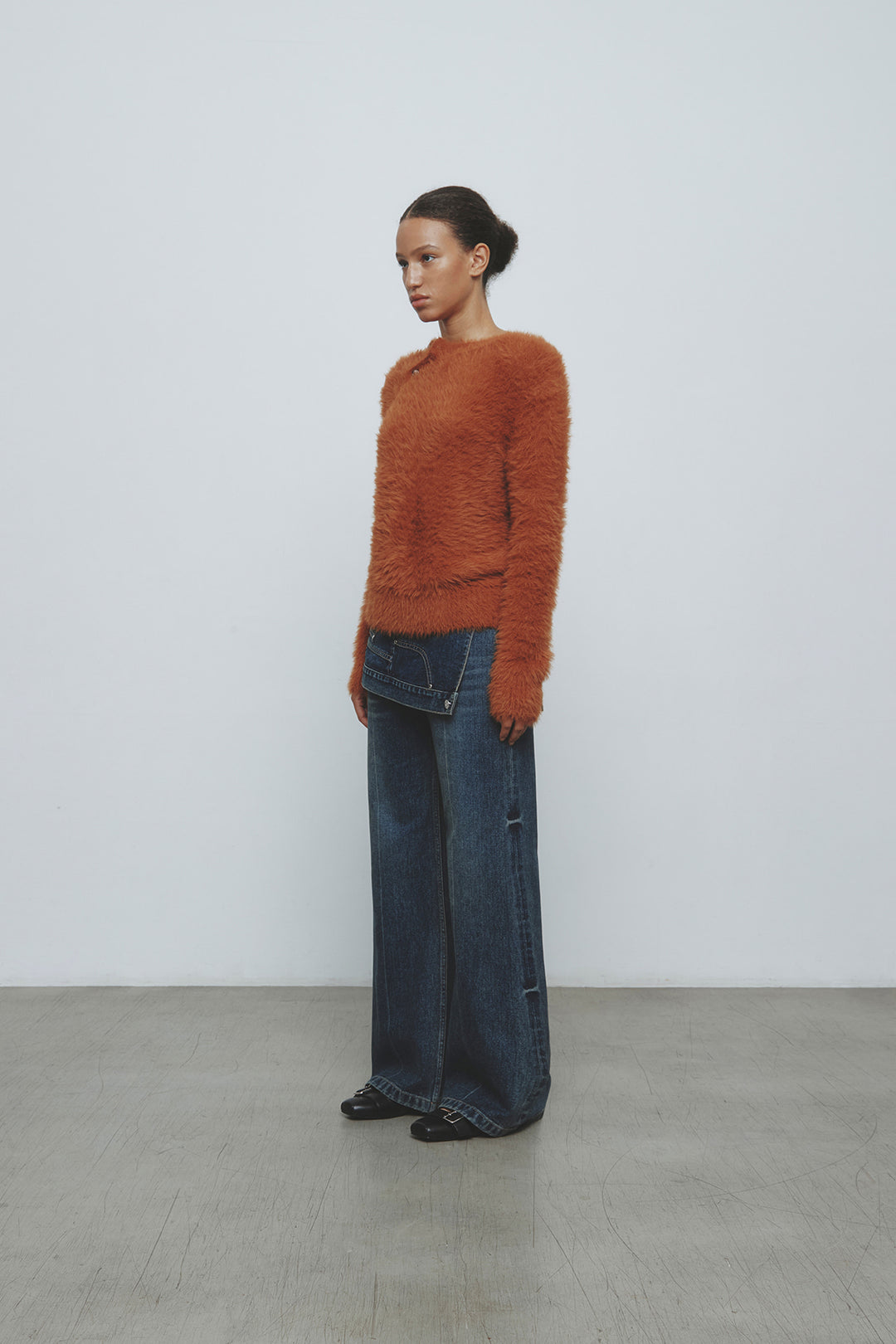 KIMMATIN Two Way Hairy Cardigan — Camel