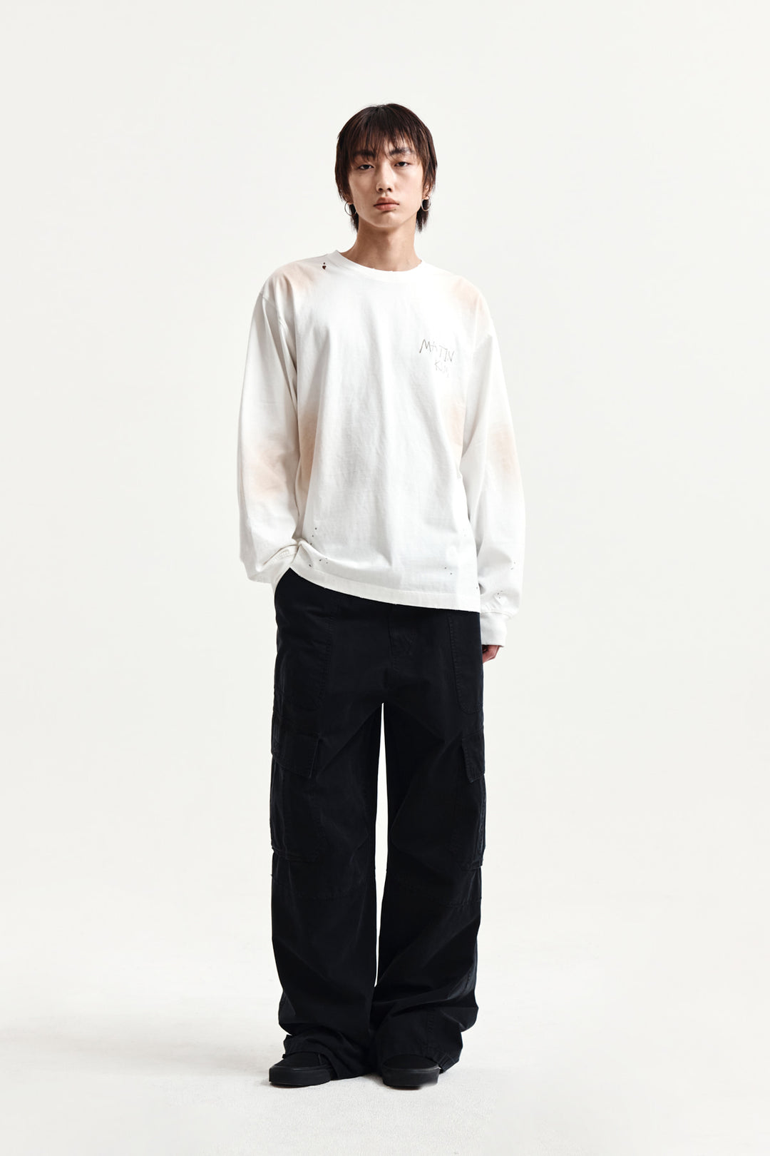 Matin Kim Vintage Washed Logo Top — Ivory