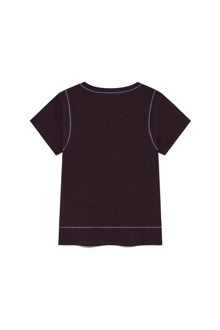 Matin Kim Stitch Point Small Logo Top — Brown
