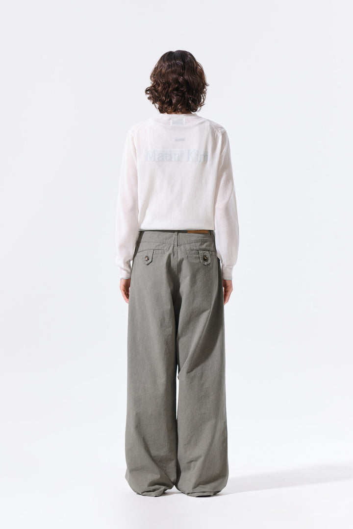 Matin Kim Back Logo Sheer Cardigan — White