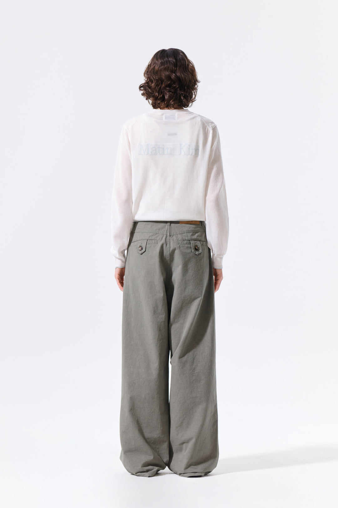 Matin Kim Back Logo Sheer Cardigan — White