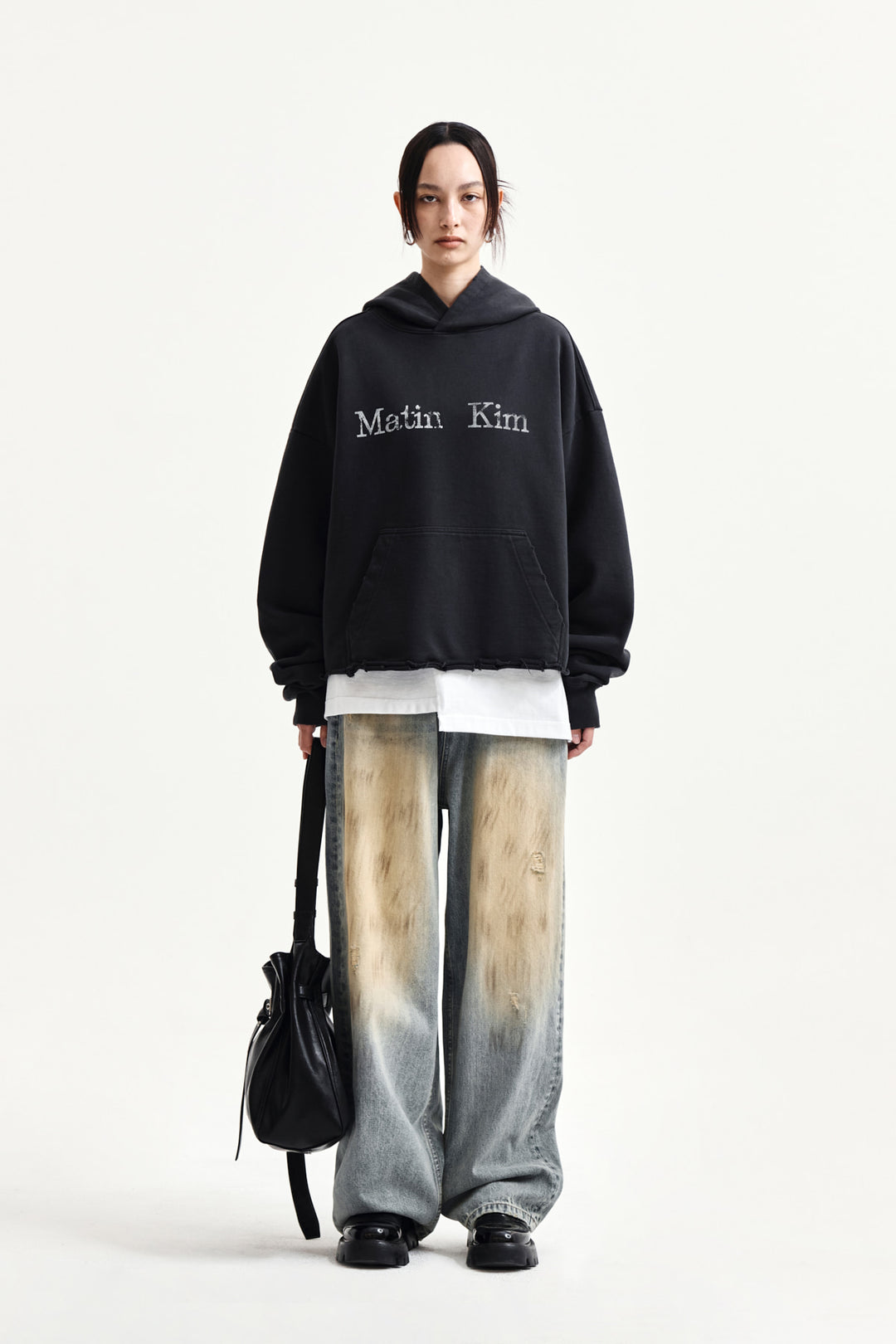 Matin Kim Vintage Dirty Washed Denim Pants — Light Blue