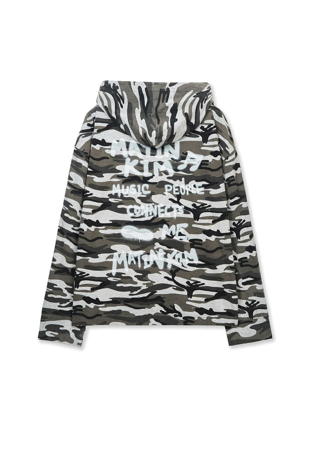 Matin Kim Typo Artwork Camouflage Hoody — Khaki