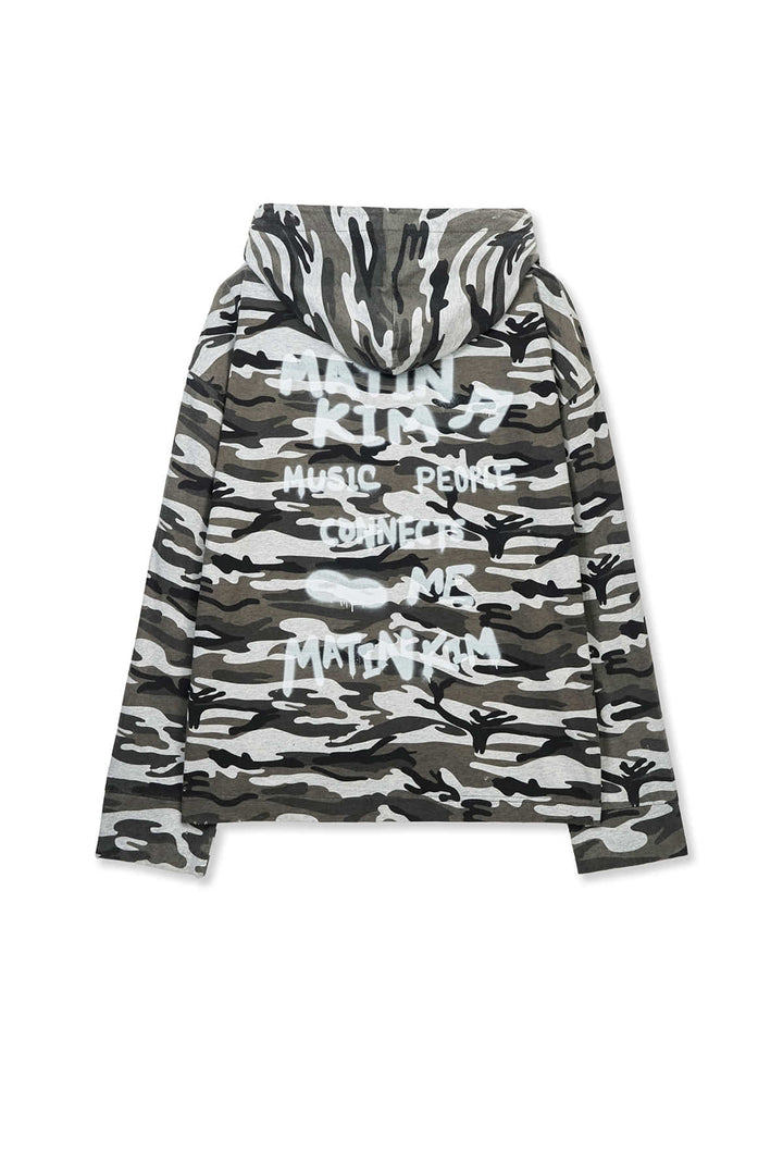 Matin Kim Typo Artwork Camouflage Hoody — Khaki