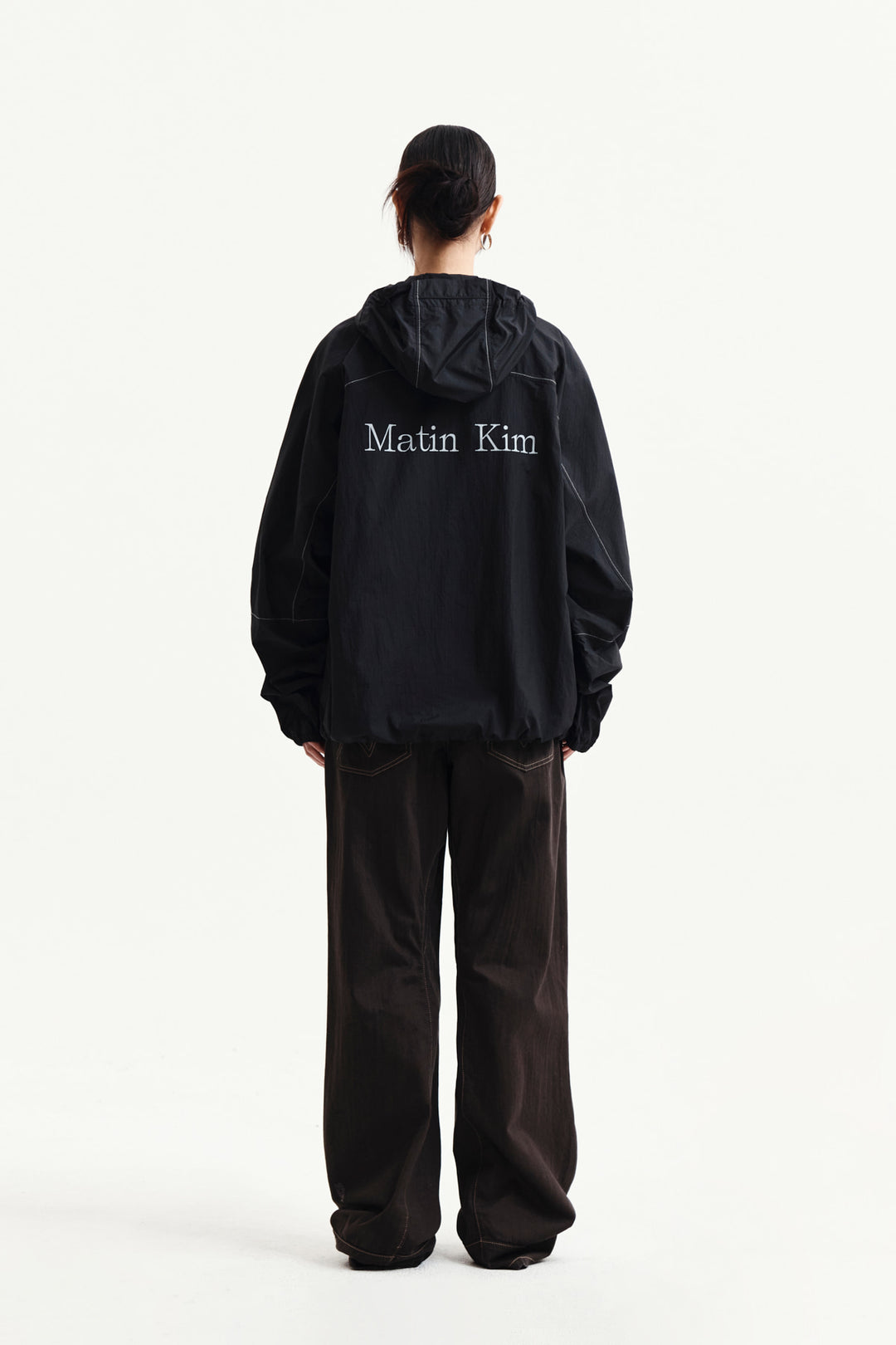 Matin Kim Back Logo Hoody Wind Breaker — Black