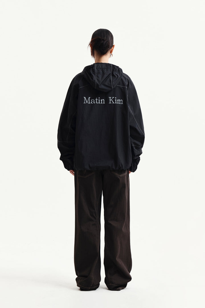 Matin Kim Back Logo Hoody Wind Breaker — Black