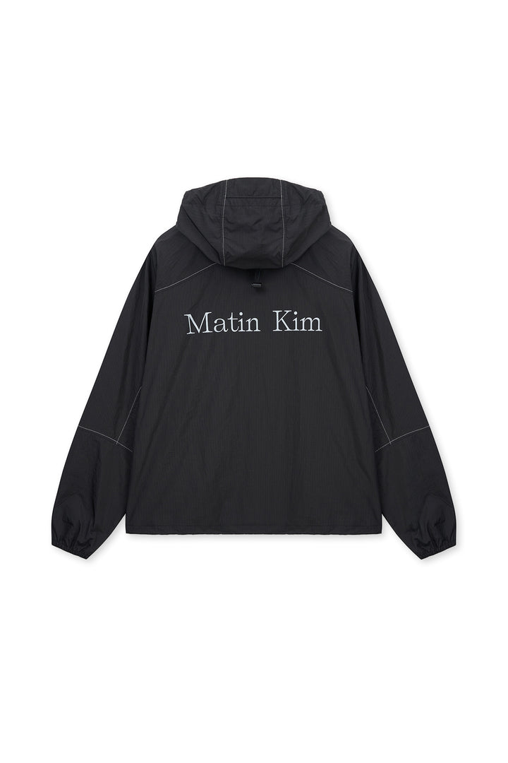 Matin Kim Back Logo Hoody Wind Breaker — Black