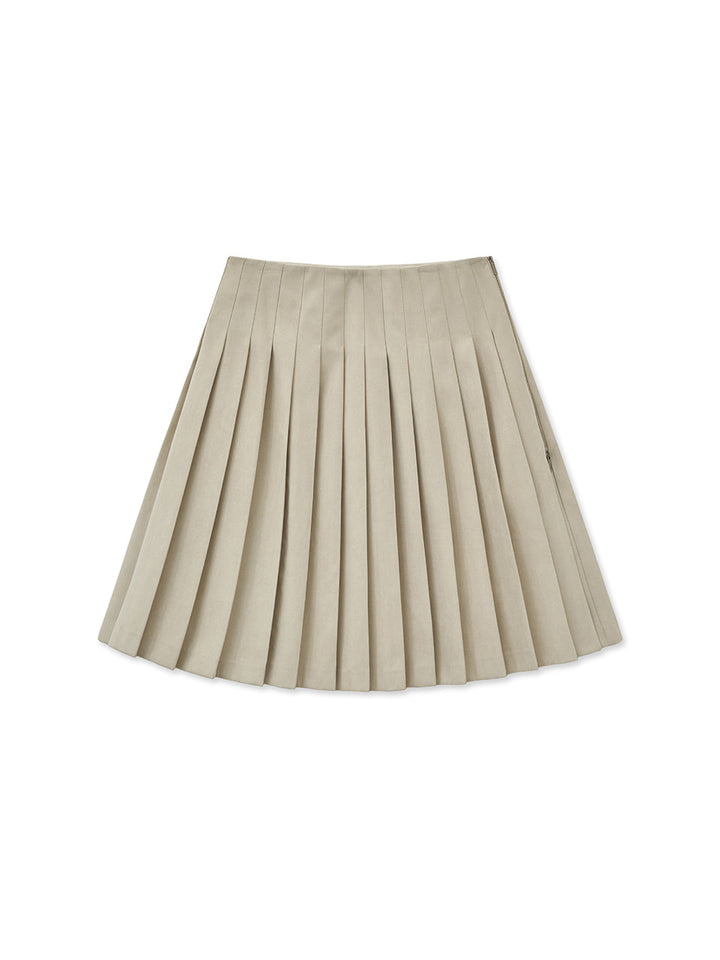 Matin Kim Side Zipper Pleats Midi Skirt — Brown