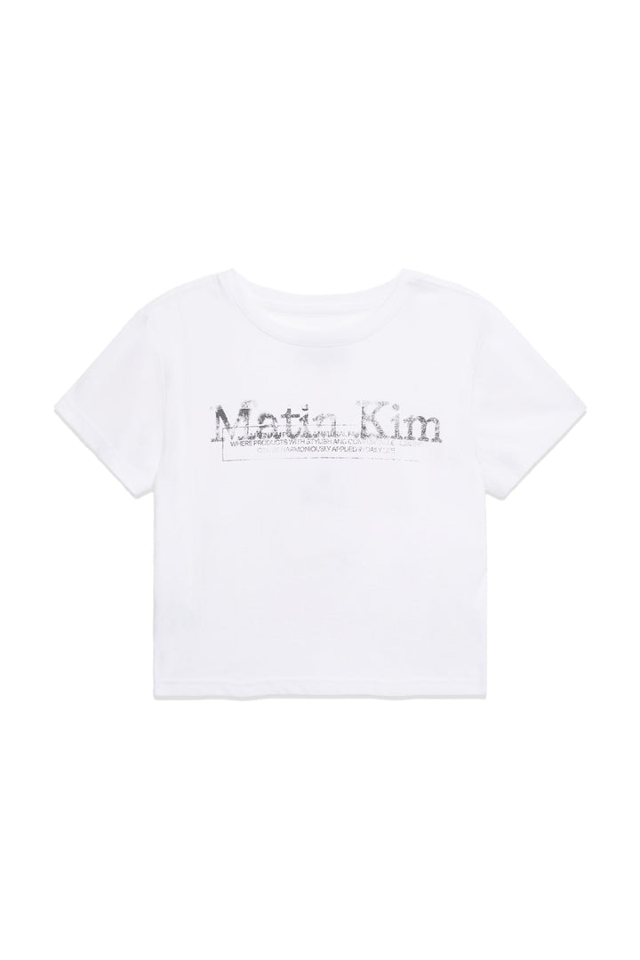 Matin Kim Stamp Logo Graphic Crop Top — White