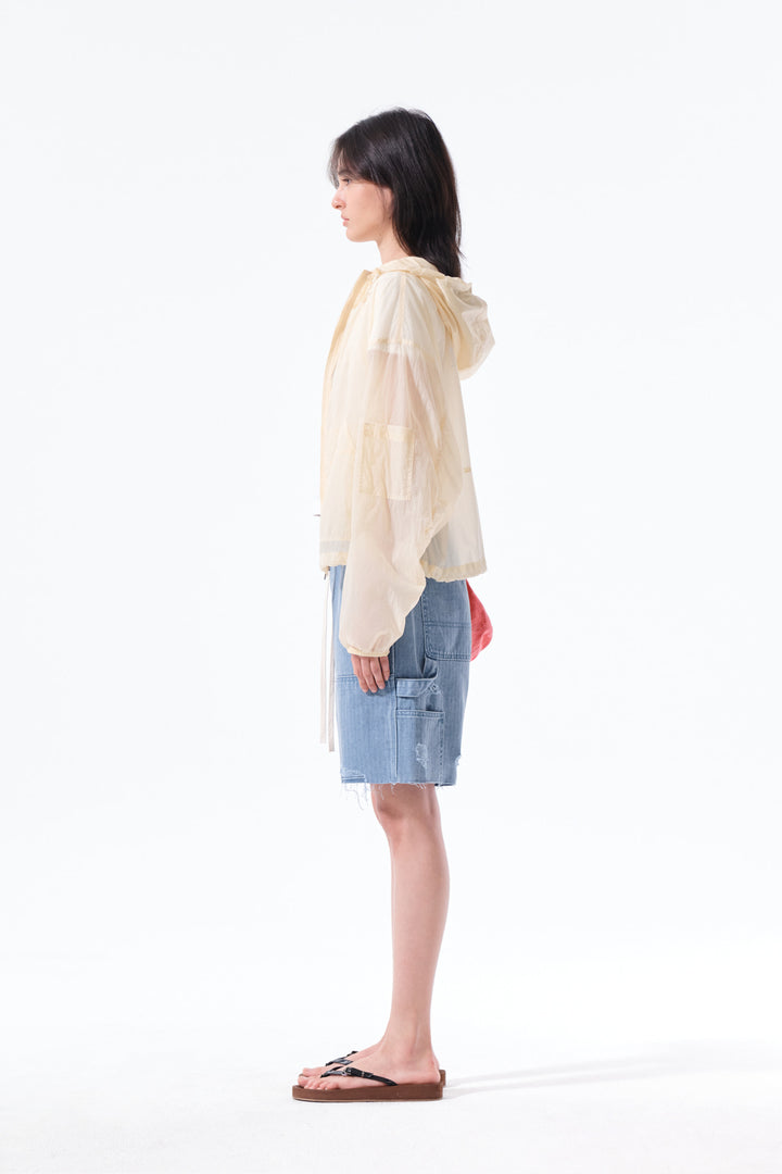 Matin Kim Back Logo Hoody Windbreaker — Cream