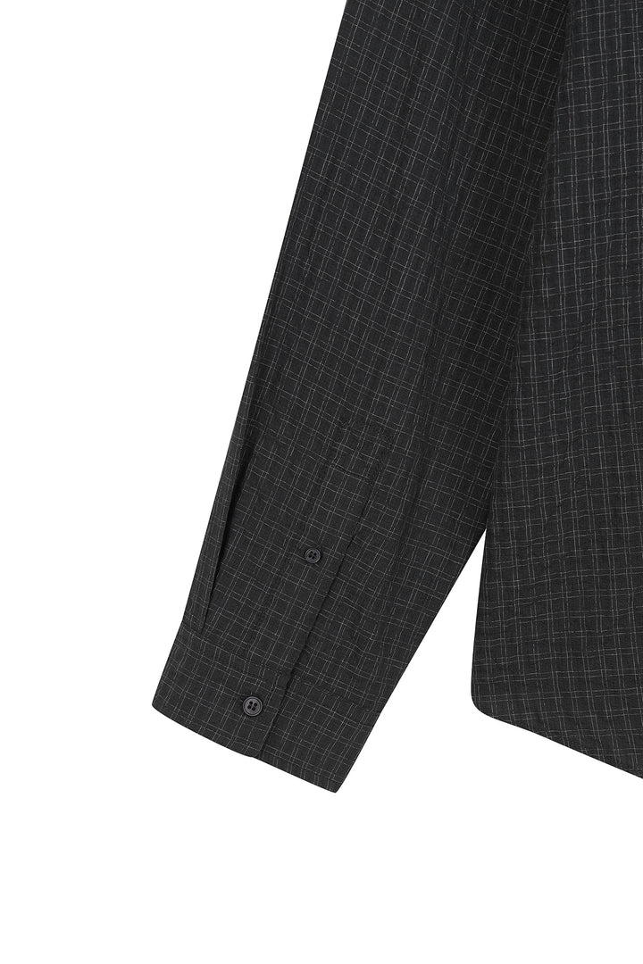 Matin Kim Front Graphic Check Shirt — Charcoal