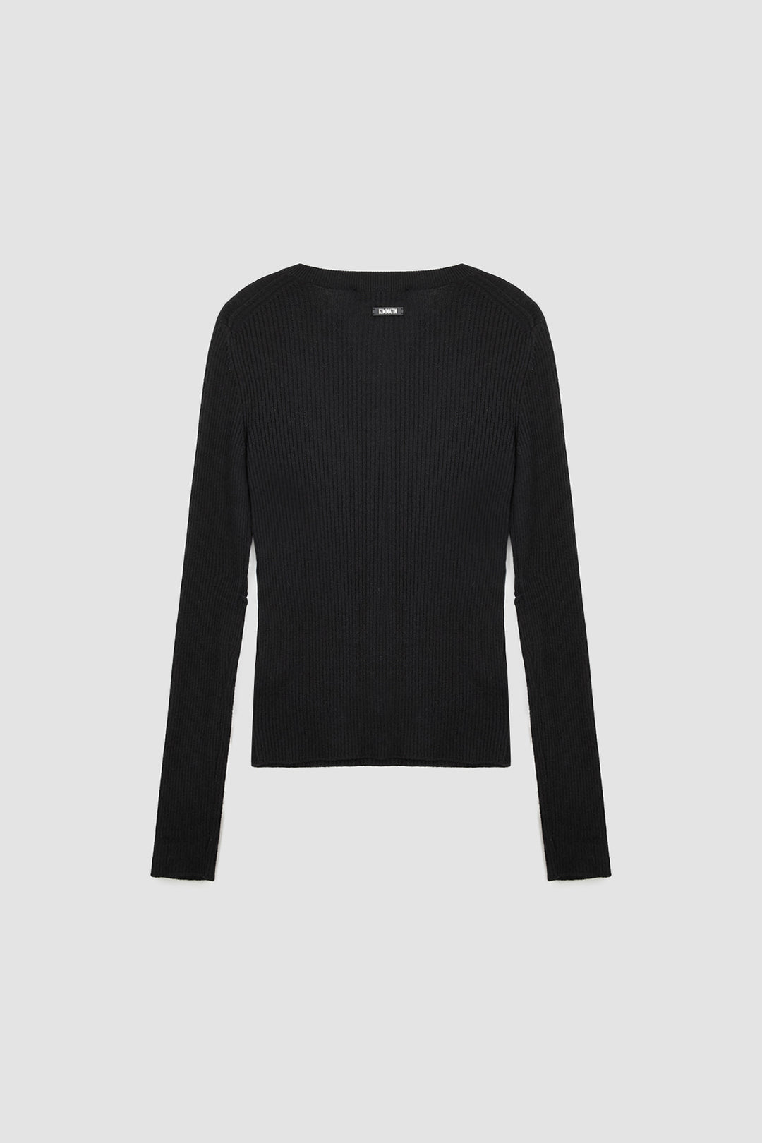 KIMMATIN Slit Point Slim Knit Top — Black