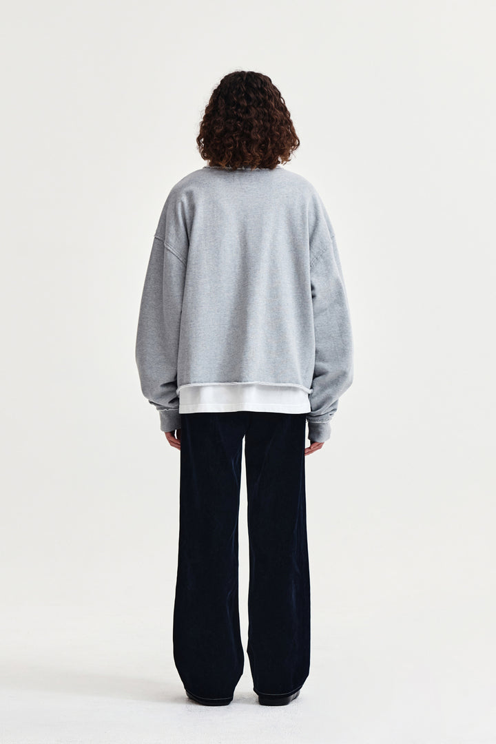 Matin Kim Raw Cut Applique Sweatshirt — Gray
