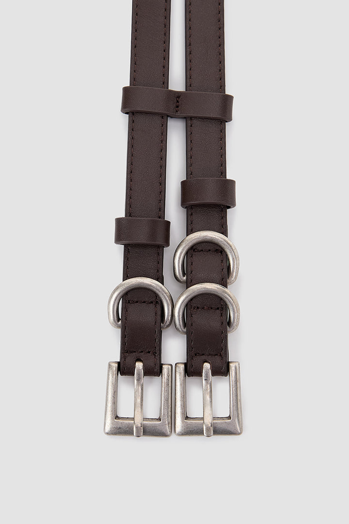 KIMMATIN Double Strap Leather Belt — Brown