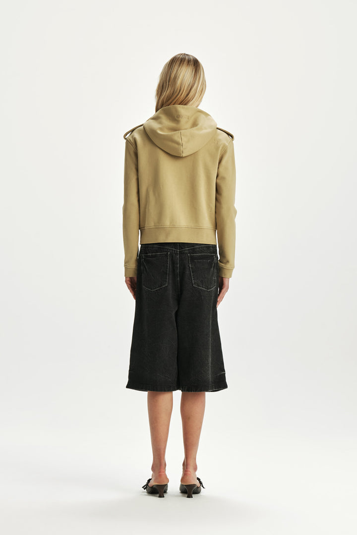 KIMMATIN Damage Point Hoody Zip Up — Olive