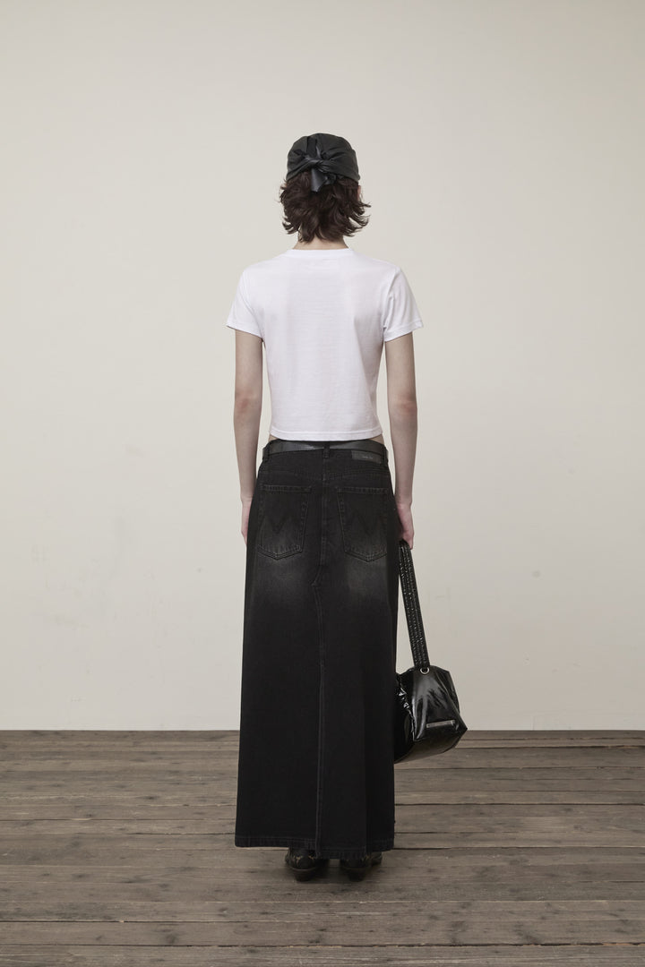Matin Kim Stamp Logo Graphic Crop Top — White