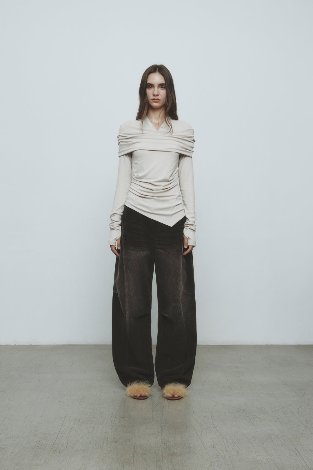 KIMMATIN Off-Shoulder Detail Top Light — Beige